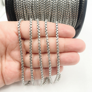 Oxidized 925 Sterling Silver Round Box Chain.